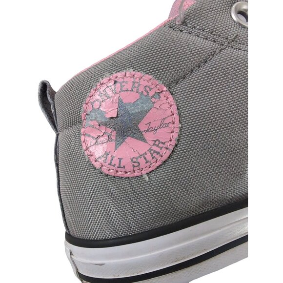 Converse Chuck Taylor All Star Sneaker Shoe Girls 4 Gray Pink Mid Lace Up - Picture 4 of 10